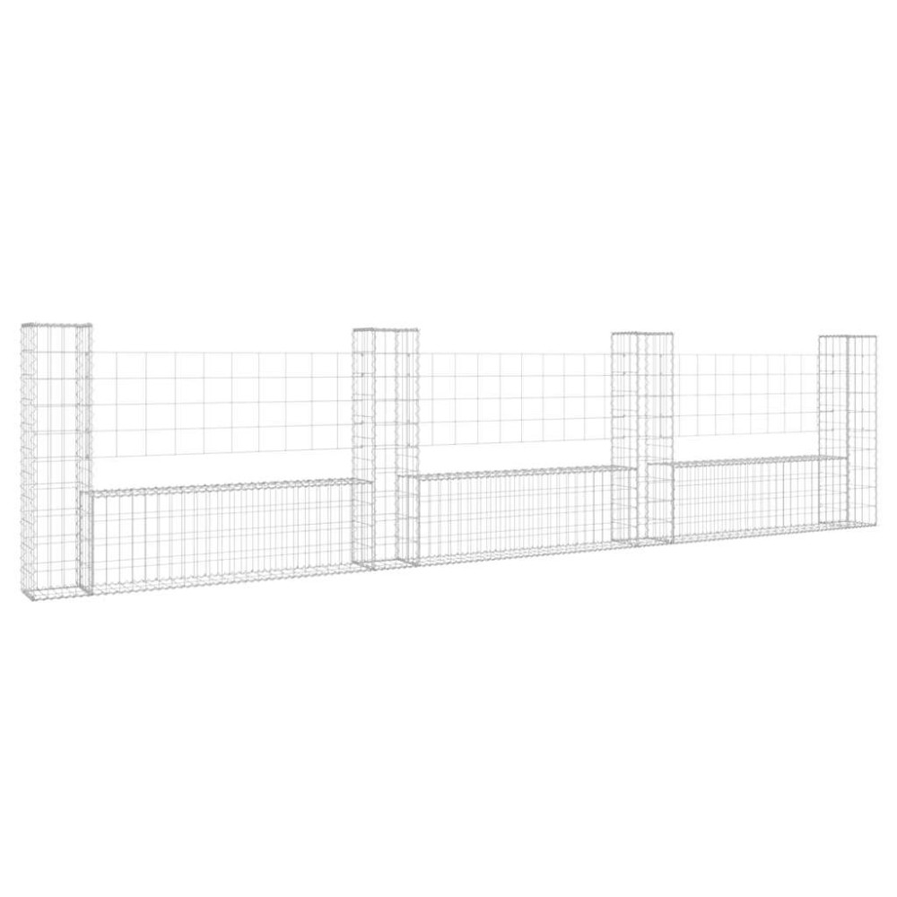 vidaXL Συρματοκιβώτια Στύλοι σε U Σχήμα 4 τεμ. 380x20x100 εκ Σιδερένια