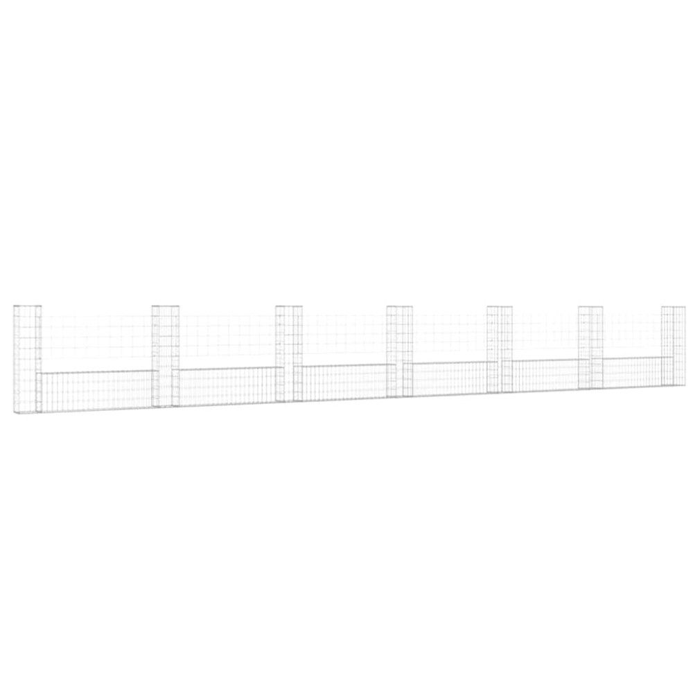 vidaXL Συρματοκιβώτιο σε U Σχήμα με 7 Στύλους 740x20x100 εκ Σιδερένιο