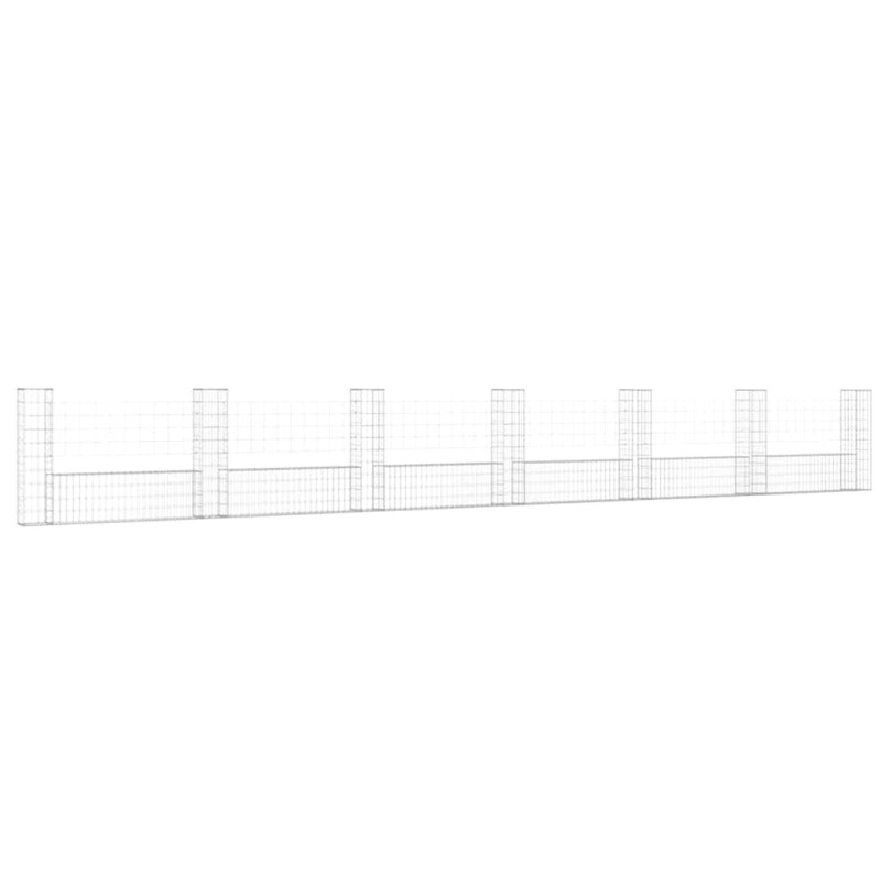vidaXL Συρματοκιβώτιο σε U Σχήμα με 7 Στύλους 740x20x100 εκ Σιδερένιο