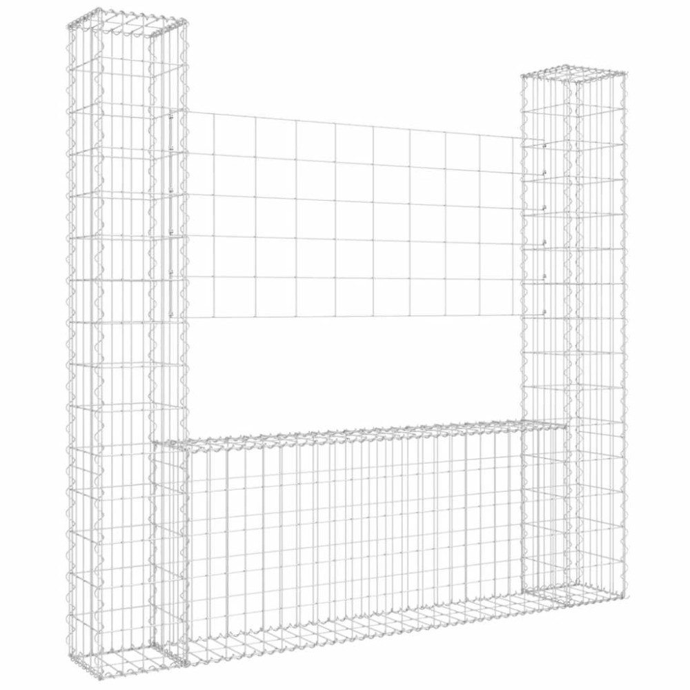 vidaXL Συρματοκιβώτιο σε U Σχήμα με 2 Στύλους 140x20x150 εκ. Σιδερένιο