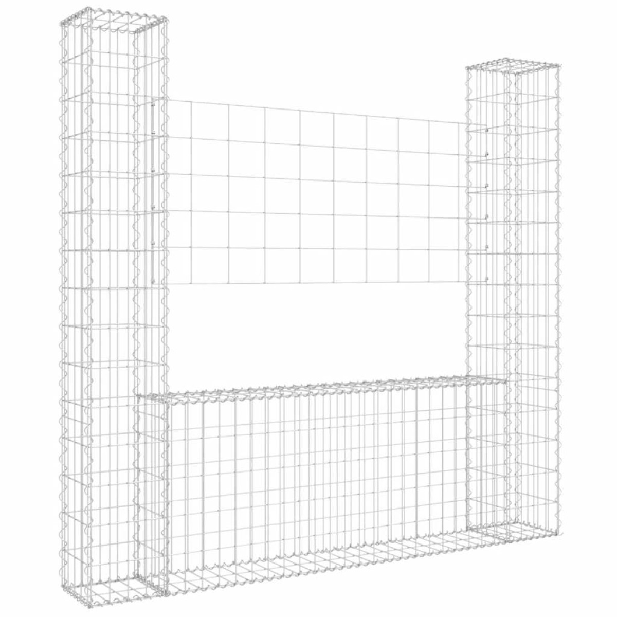 vidaXL Συρματοκιβώτιο σε U Σχήμα με 2 Στύλους 140x20x150 εκ. Σιδερένιο
