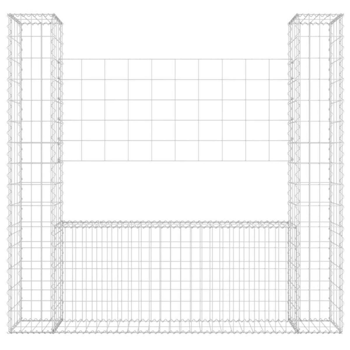 vidaXL Συρματοκιβώτιο σε U Σχήμα με 2 Στύλους 140x20x150 εκ. Σιδερένιο
