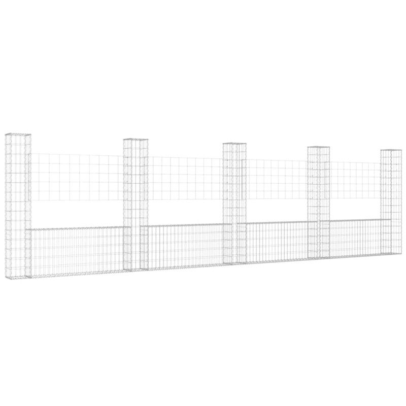 vidaXL Συρματοκιβώτιο σε U Σχήμα με 5 Στύλους 500x20x150 εκ Σιδερένιο