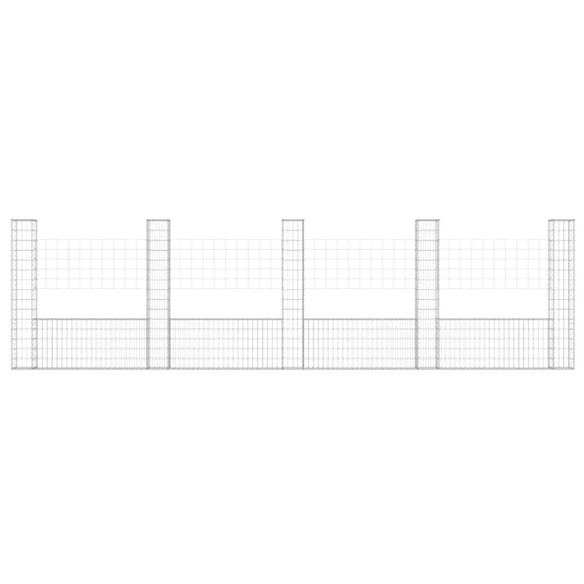 vidaXL Συρματοκιβώτιο σε U Σχήμα με 5 Στύλους 500x20x150 εκ Σιδερένιο