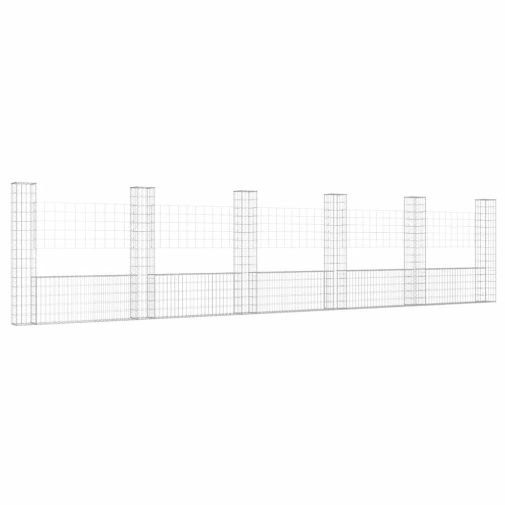 vidaXL Συρματοκιβώτιο σε U Σχήμα με 6 Στύλους 620x20x150 εκ Σιδερένιο