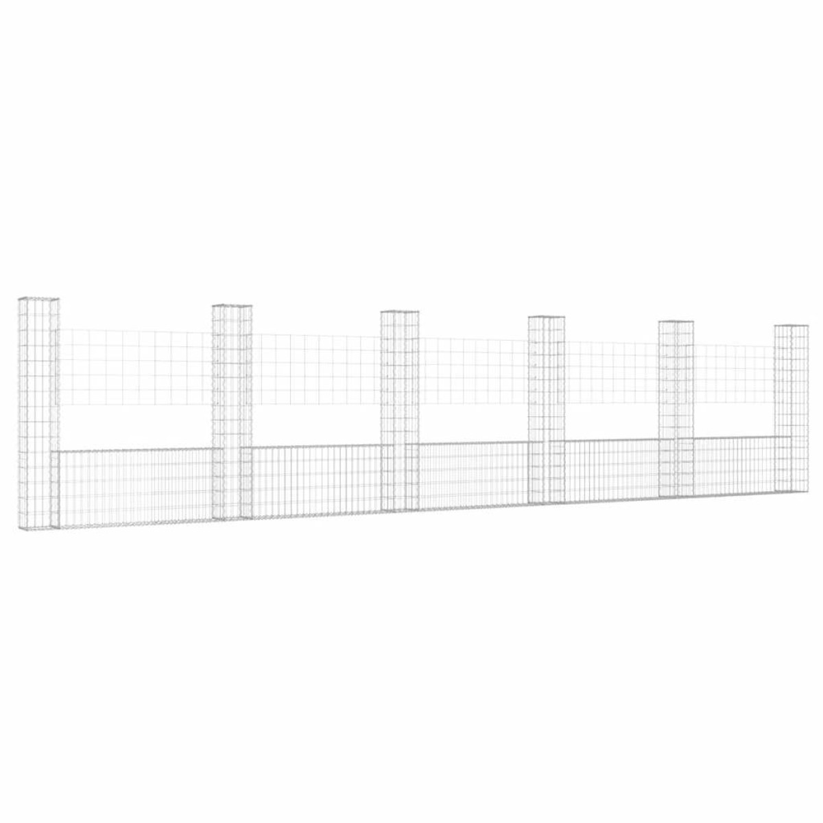 vidaXL Συρματοκιβώτιο σε U Σχήμα με 6 Στύλους 620x20x150 εκ Σιδερένιο