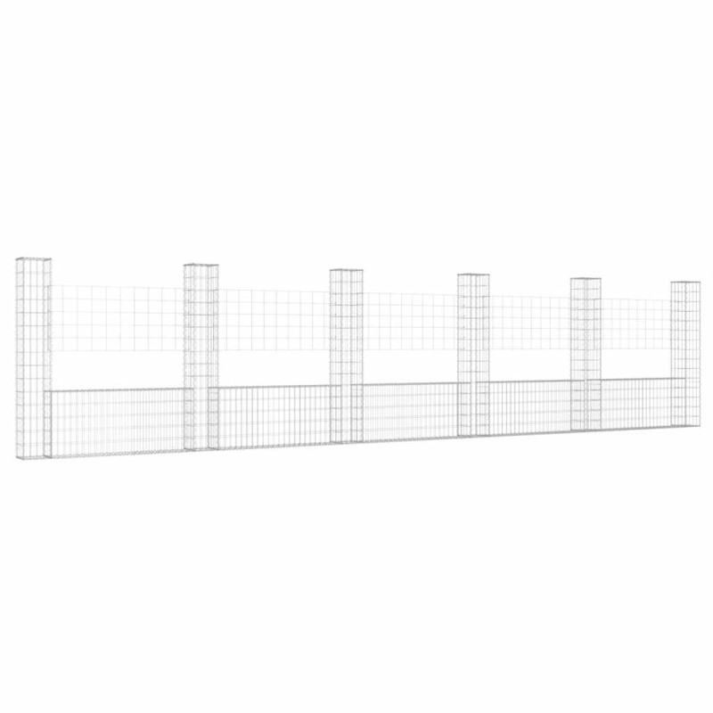vidaXL Συρματοκιβώτιο σε U Σχήμα με 6 Στύλους 620x20x150 εκ Σιδερένιο