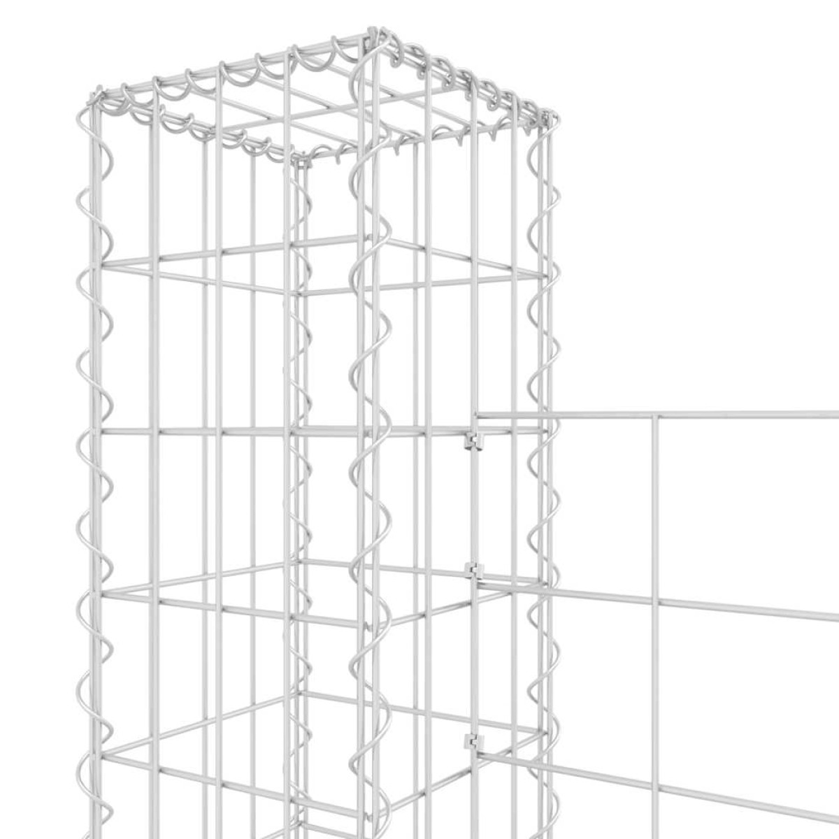 vidaXL Συρματοκιβώτιο σε U Σχήμα με 7 Στύλους 740x20x150 εκ Σιδερένιο