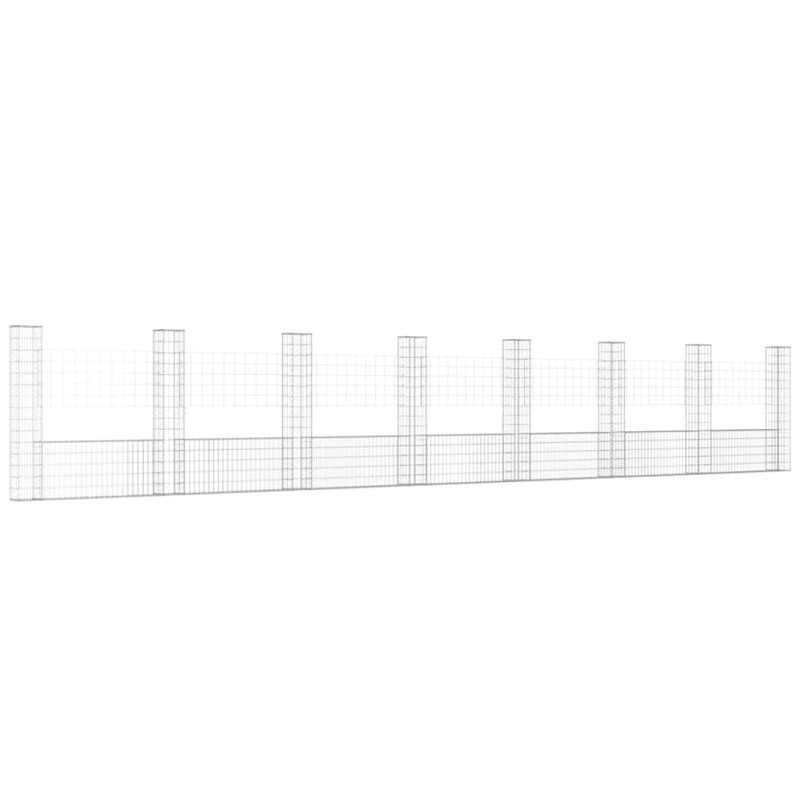 vidaXL Συρματοκιβώτιο σε U Σχήμα με 8 Στύλους 860x20x150 εκ Σιδερένιο
