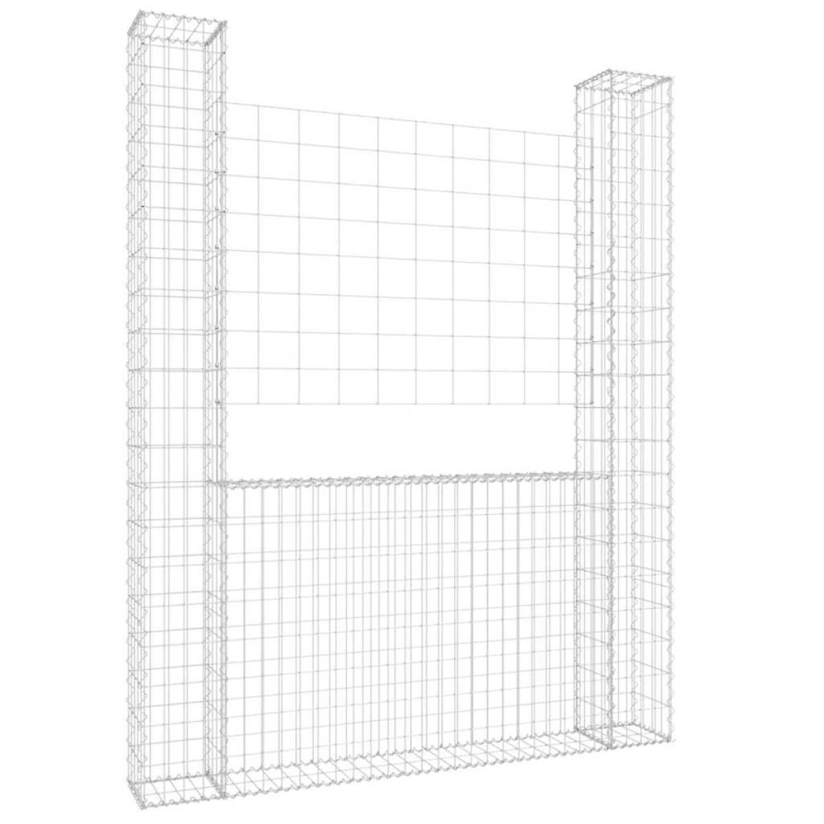 vidaXL Συρματοκιβώτιο σε U Σχήμα με 2 Στύλους 140x20x200 εκ Σιδερένιο