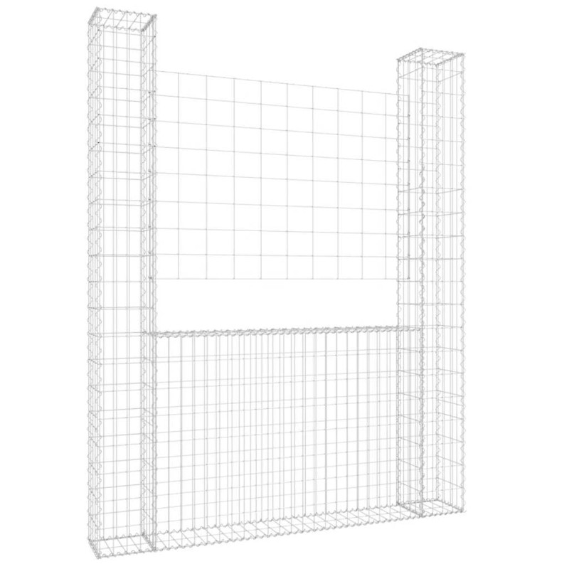 vidaXL Συρματοκιβώτιο σε U Σχήμα με 2 Στύλους 140x20x200 εκ Σιδερένιο