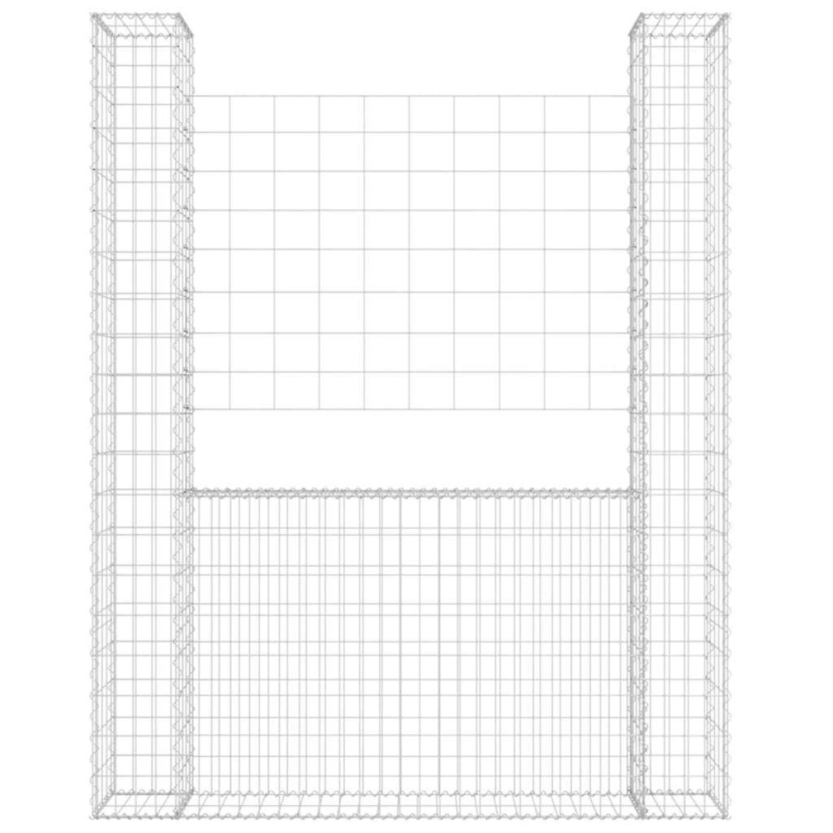 vidaXL Συρματοκιβώτιο σε U Σχήμα με 2 Στύλους 140x20x200 εκ Σιδερένιο