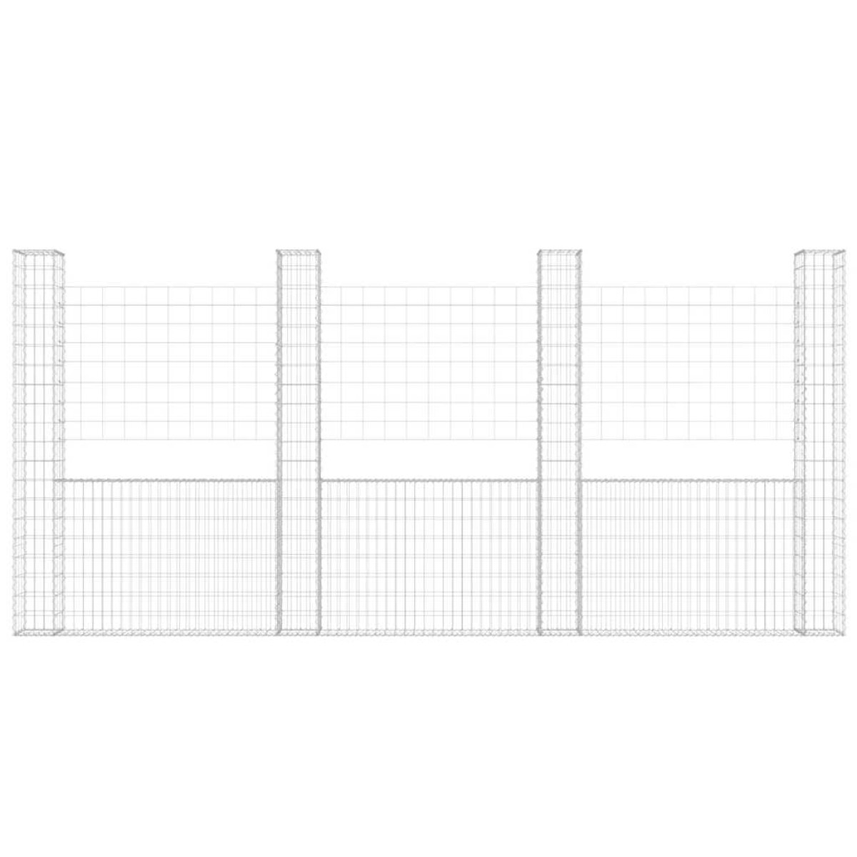 vidaXL Συρματοκιβώτιο σε U Σχήμα με 4 Στύλους 380x20x200 εκ. Σιδερένιο