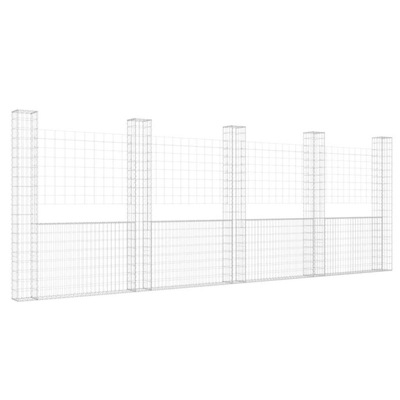 vidaXL Συρματοκιβώτιο σε U Σχήμα με 5 Στύλους 500x20x200 εκ Σιδερένιο