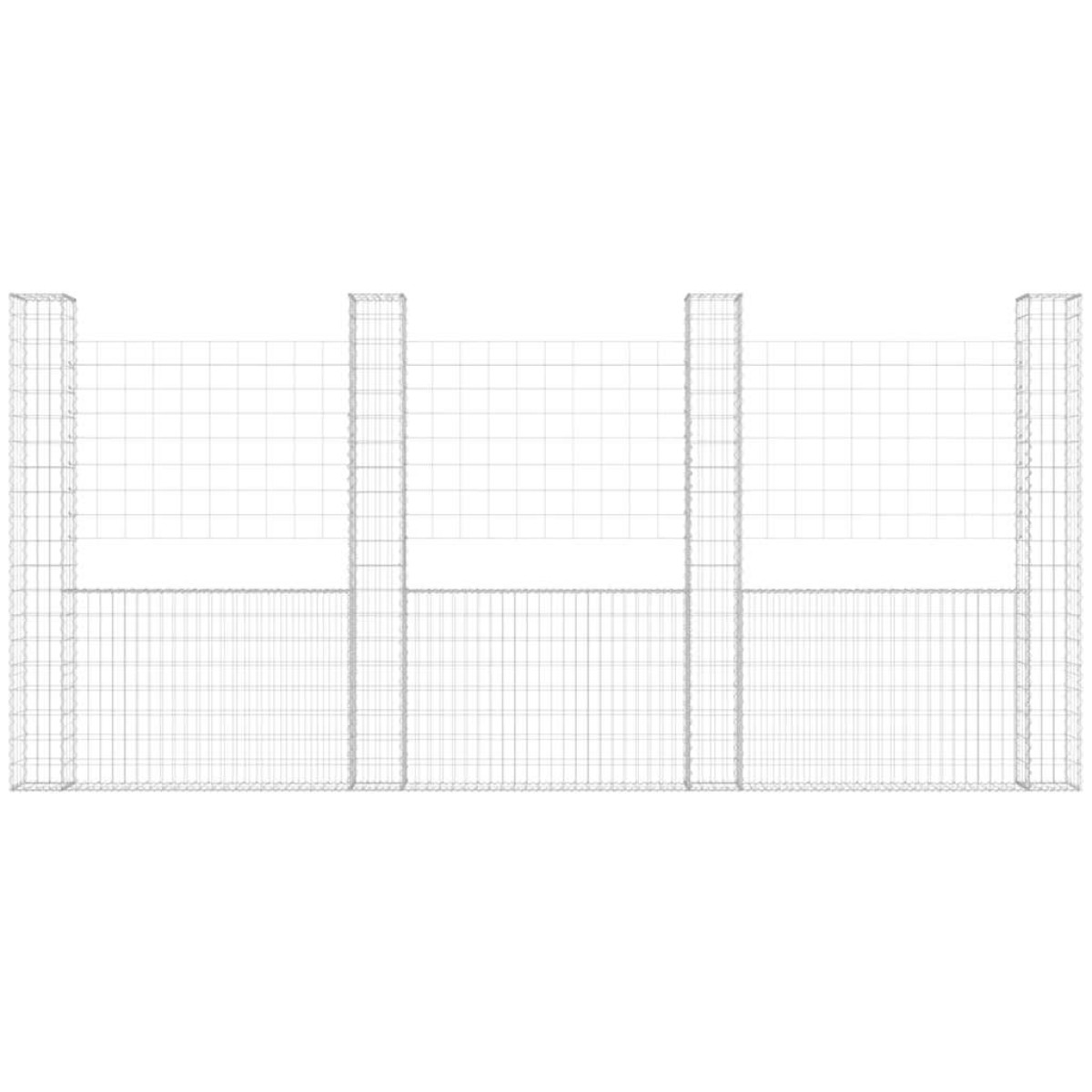 vidaXL Συρματοκιβώτιο σε U Σχήμα με 5 Στύλους 500x20x200 εκ Σιδερένιο