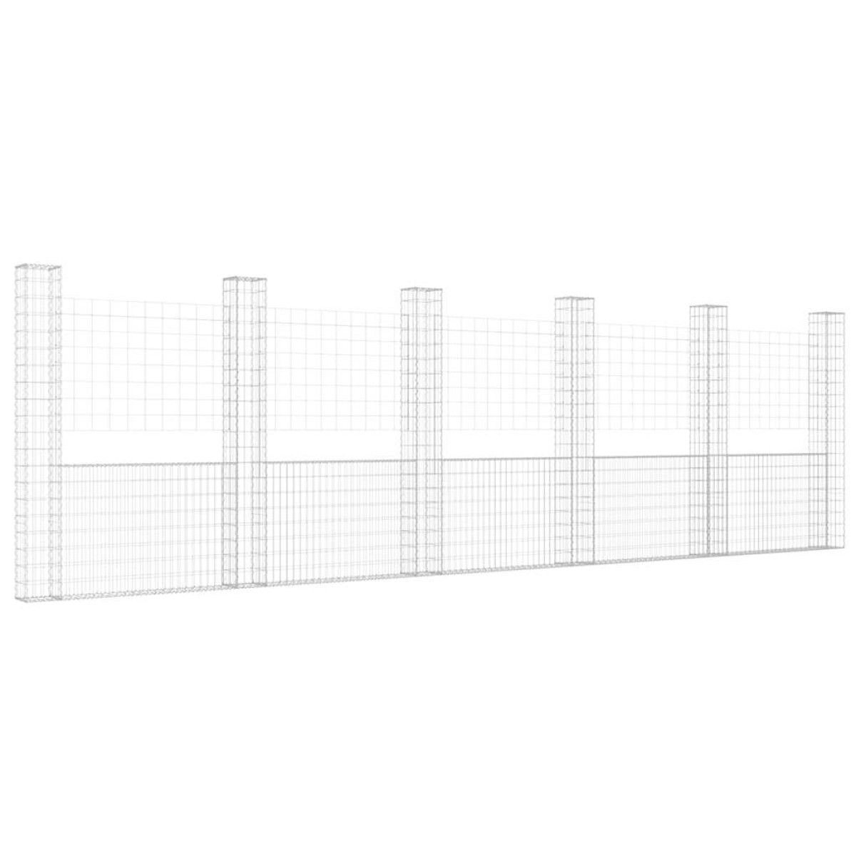 vidaXL Συρματοκιβώτιο σε U Σχήμα με 6 Στύλους 620x20x200 εκ. Σιδερένιο