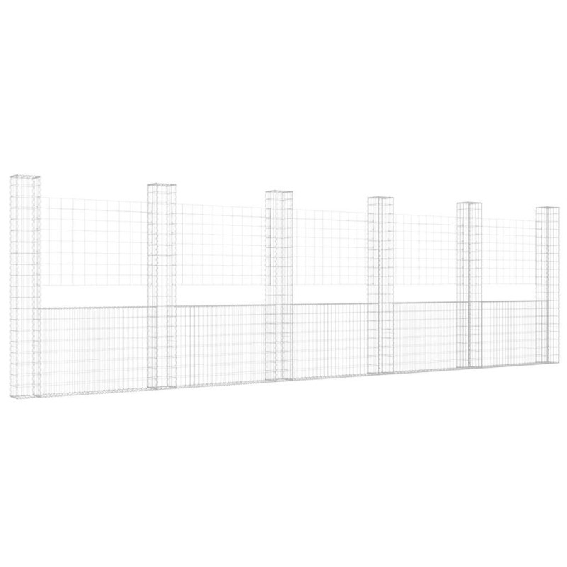 vidaXL Συρματοκιβώτιο σε U Σχήμα με 6 Στύλους 620x20x200 εκ. Σιδερένιο