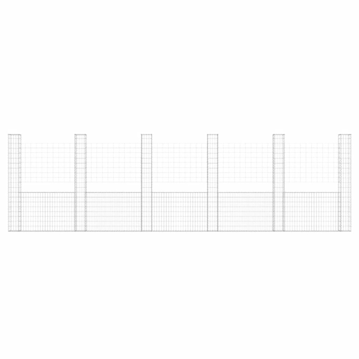 vidaXL Συρματοκιβώτιο σε U Σχήμα με 6 Στύλους 620x20x200 εκ. Σιδερένιο