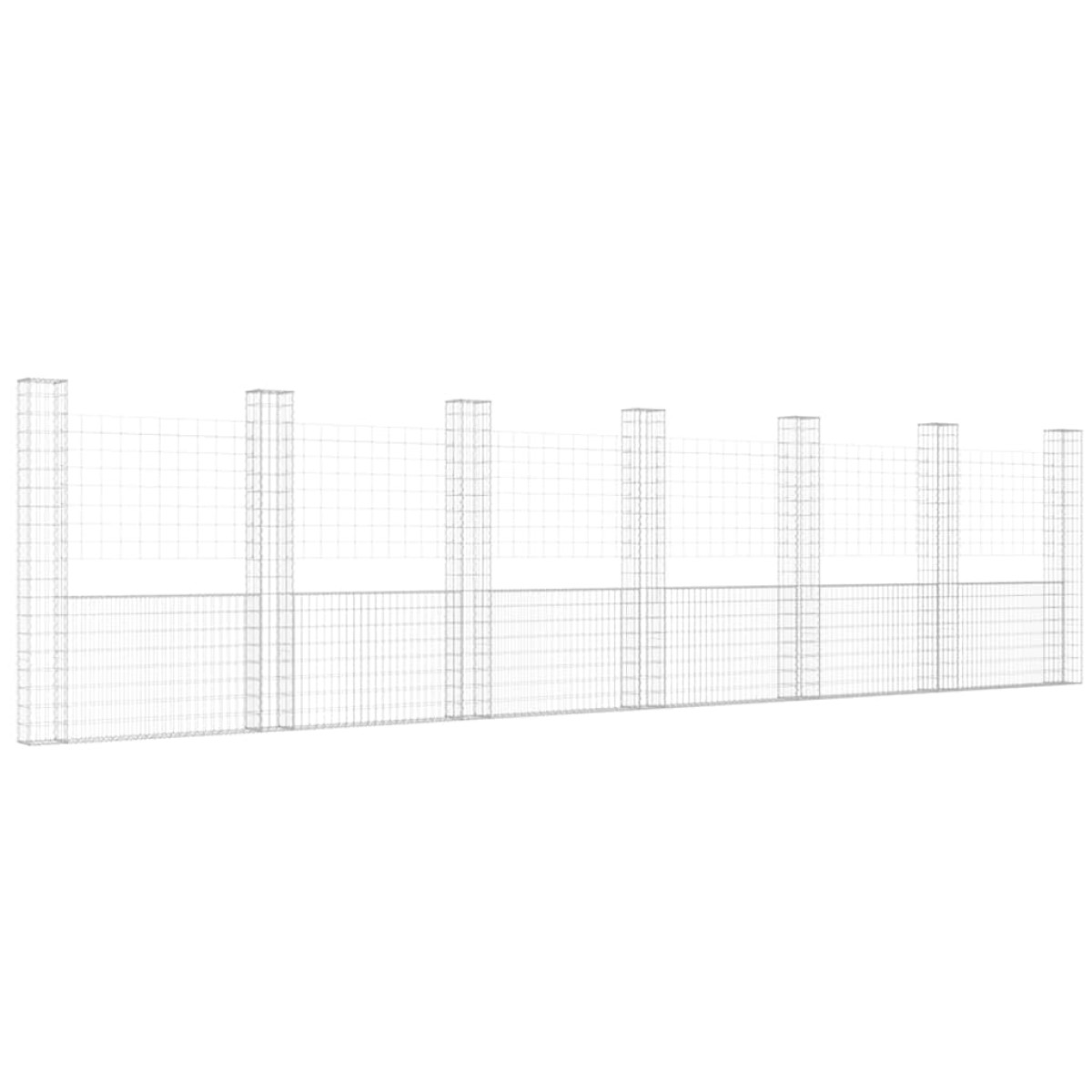 vidaXL Συρματοκιβώτιο σε U Σχήμα με 7 Στύλους 740x20x200 εκ Σιδερένιο