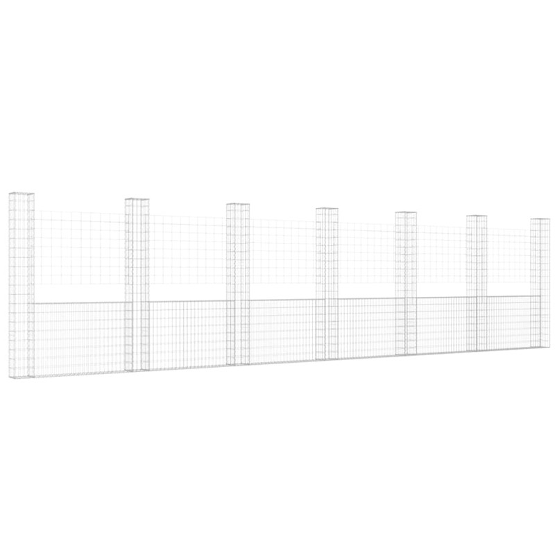 vidaXL Συρματοκιβώτιο σε U Σχήμα με 7 Στύλους 740x20x200 εκ Σιδερένιο