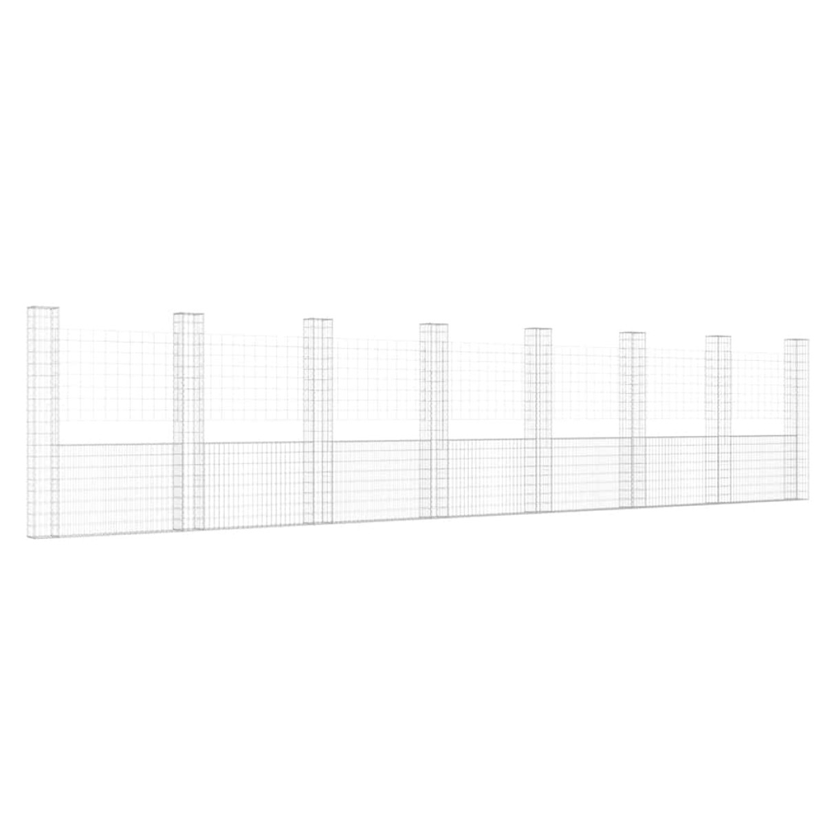 vidaXL Συρματοκιβώτιο σε U Σχήμα με 8 Στύλους 860x20x200 εκ. Σιδερένιο