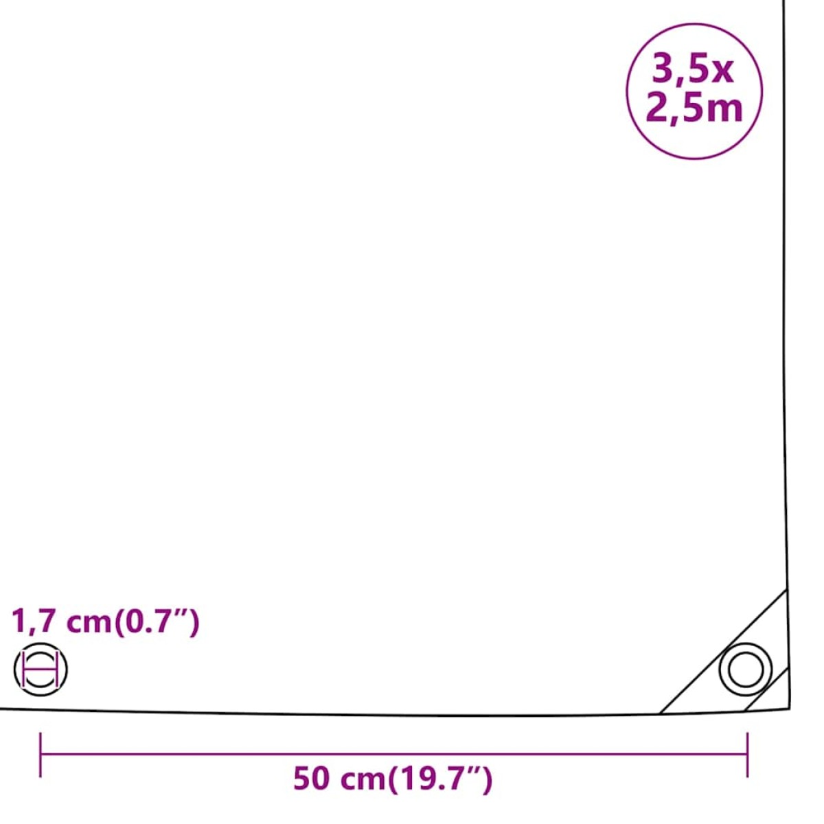 vidaXL Μουσαμάς Μαύρος 650 γρ./μ.² 3,5 x 2,5 μ.