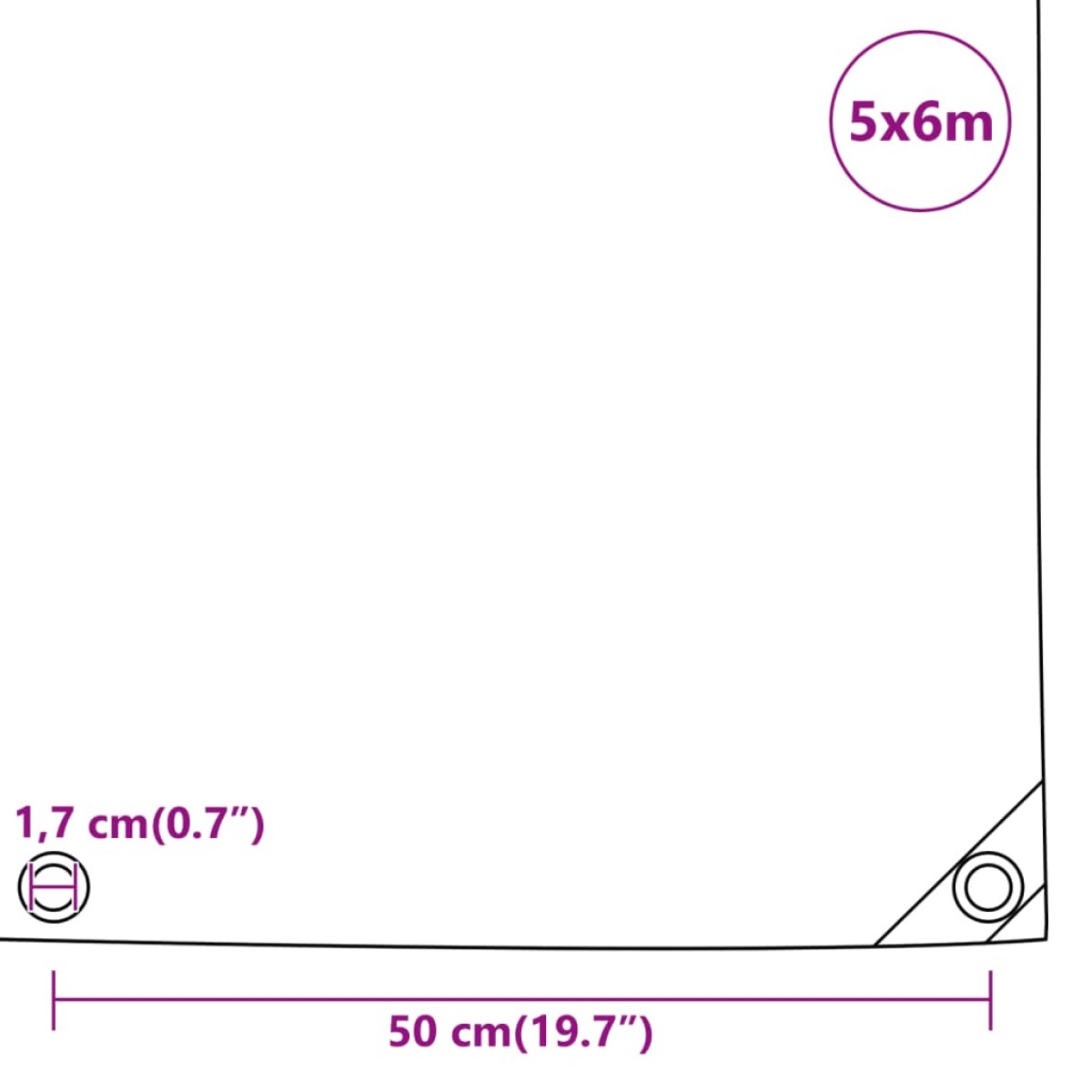 vidaXL Μουσαμάς Μαύρος 650 γρ./μ.² 5 x 6 μ.