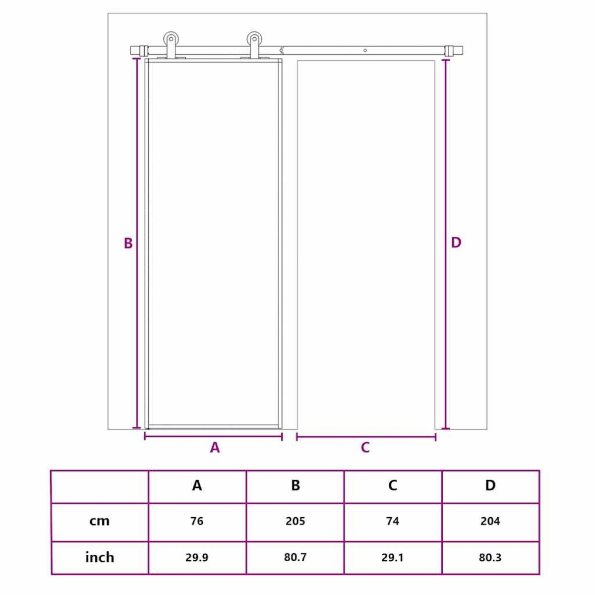vidaXL Συρόμενη Πόρτα Μαύρη Αμμοβολή 76 x 205 εκ. Γυαλί ESG/Αλουμίνιο
