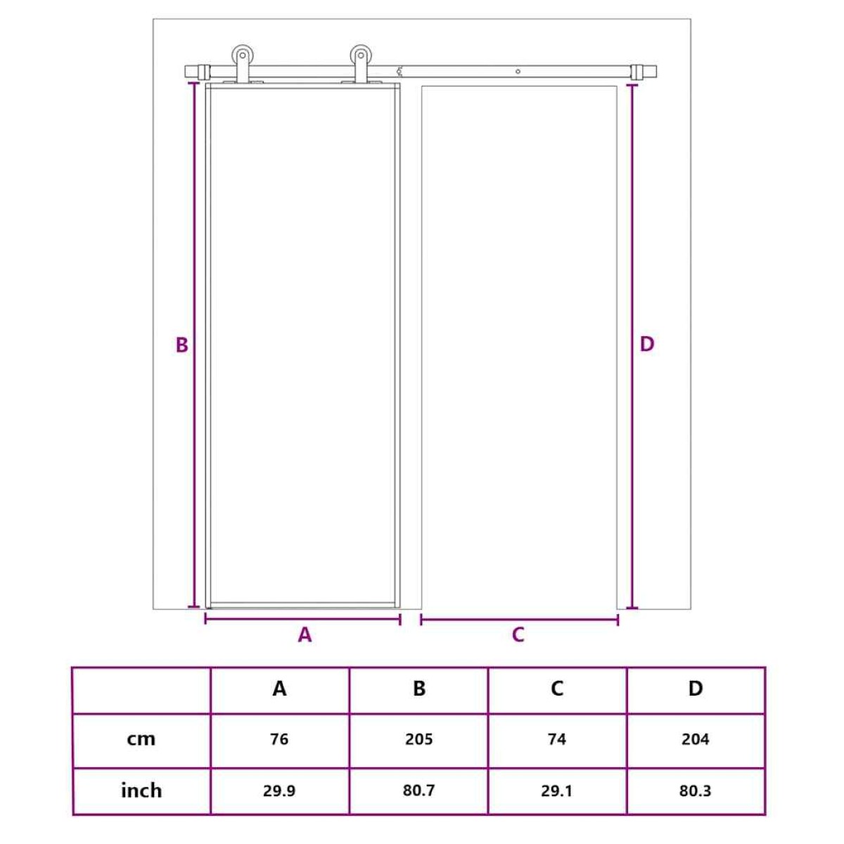 vidaXL Συρόμενη Πόρτα Λευκή 76 x 205 εκ. από Γυαλί ESG / Αλουμίνιο