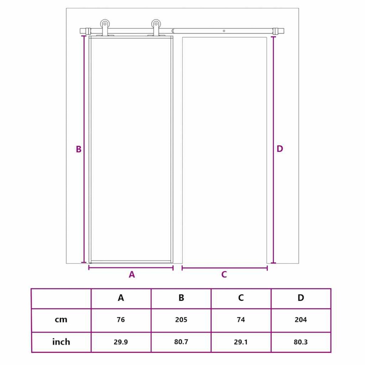 vidaXL Συρόμενη Πόρτα Λευκή Αμμοβολή 76 x 205 εκ. Γυαλί ESG/Αλουμίνιο