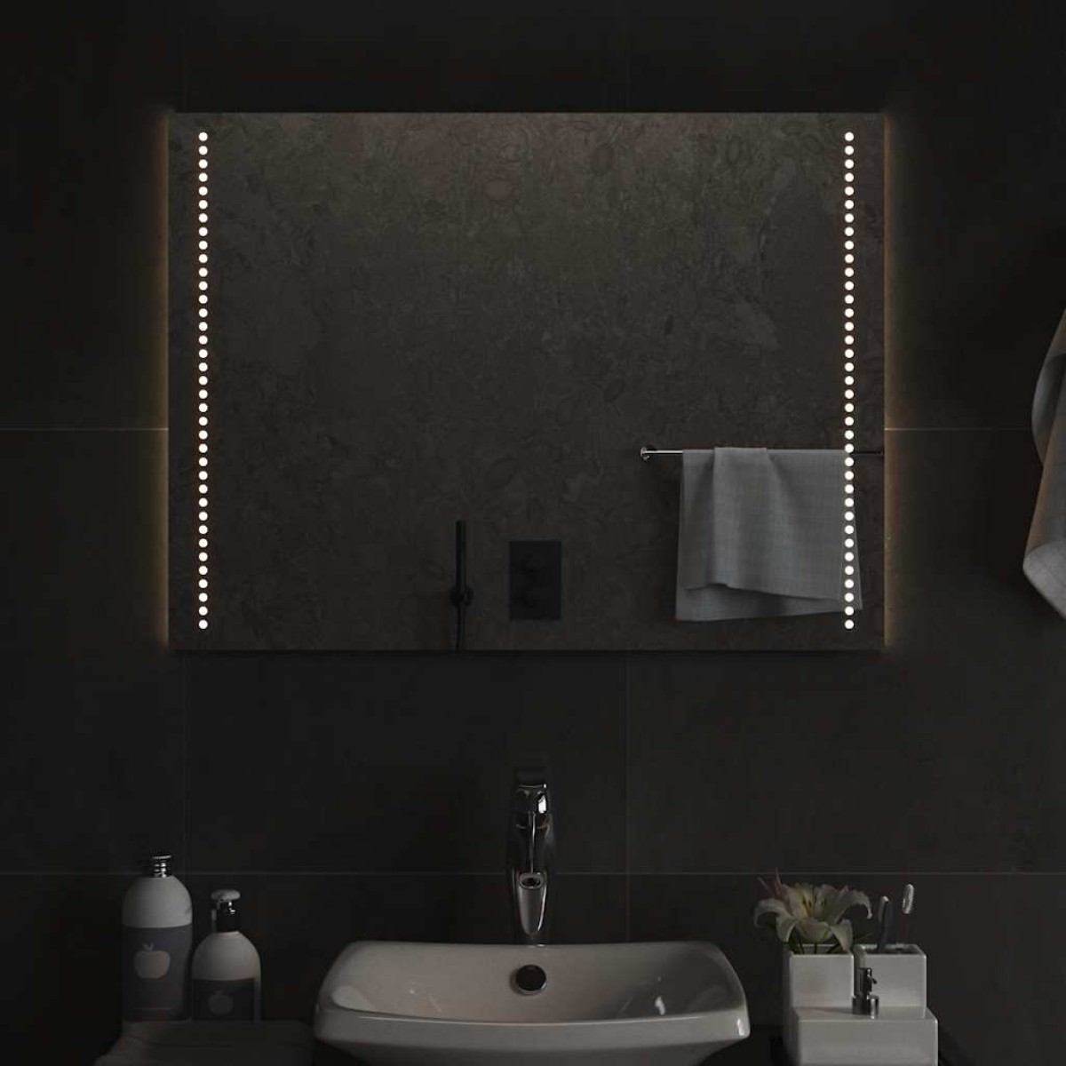 vidaXL Καθρέφτης Μπάνιου με LED 80x60 εκ.