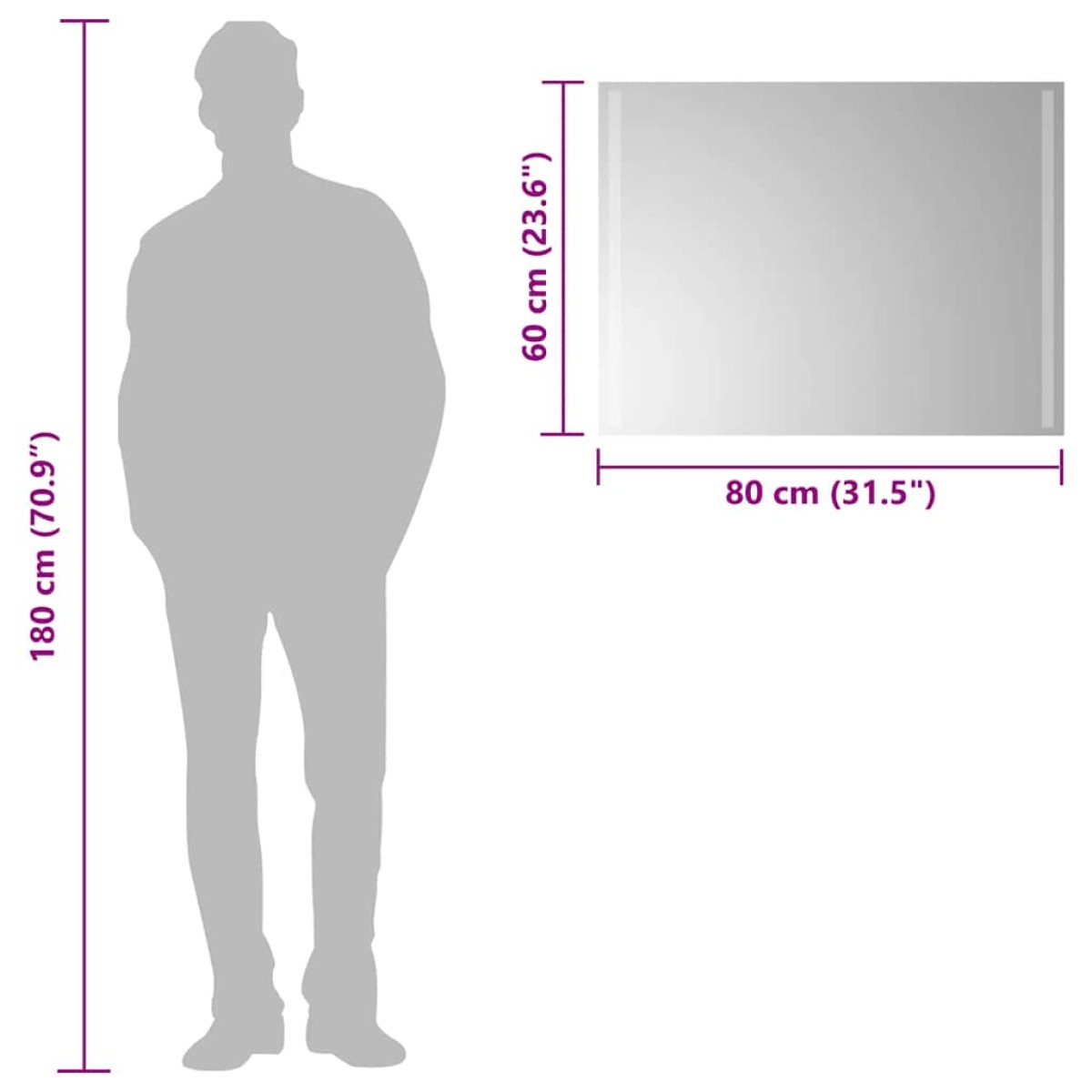 vidaXL Καθρέφτης Μπάνιου με LED 80x60 εκ.