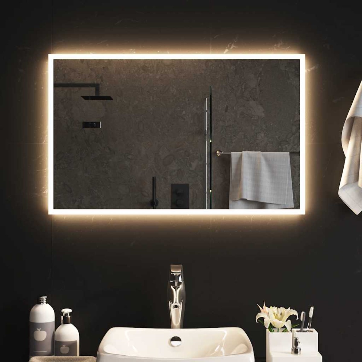 vidaXL Καθρέφτης Μπάνιου με LED 80x50 εκ.