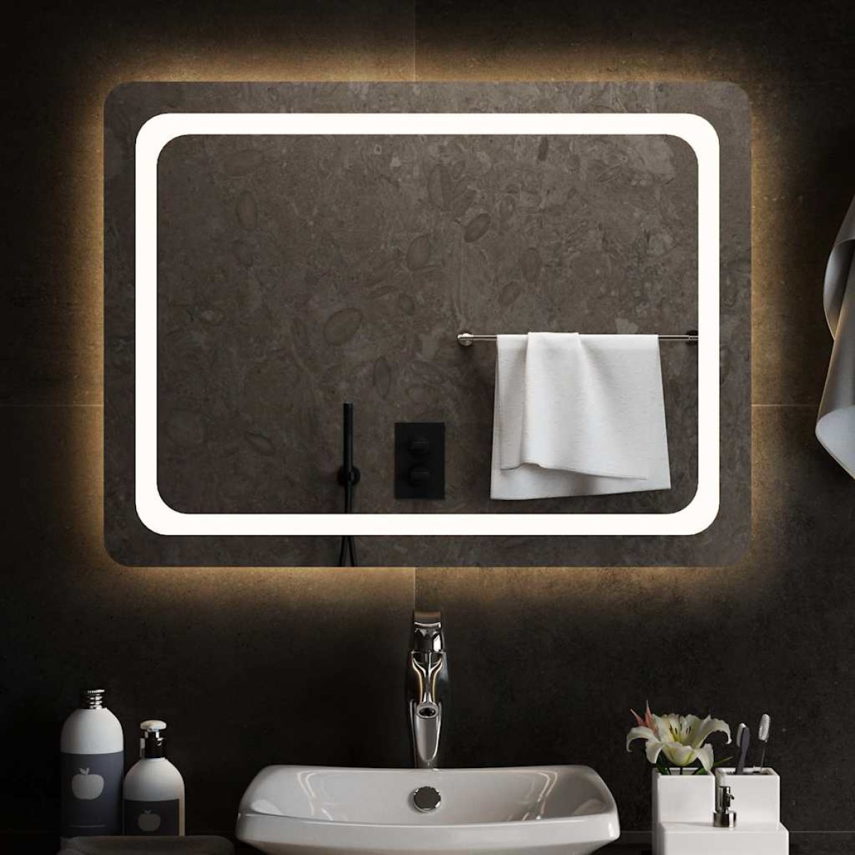 vidaXL Καθρέφτης Μπάνιου με LED 80x60 εκ.