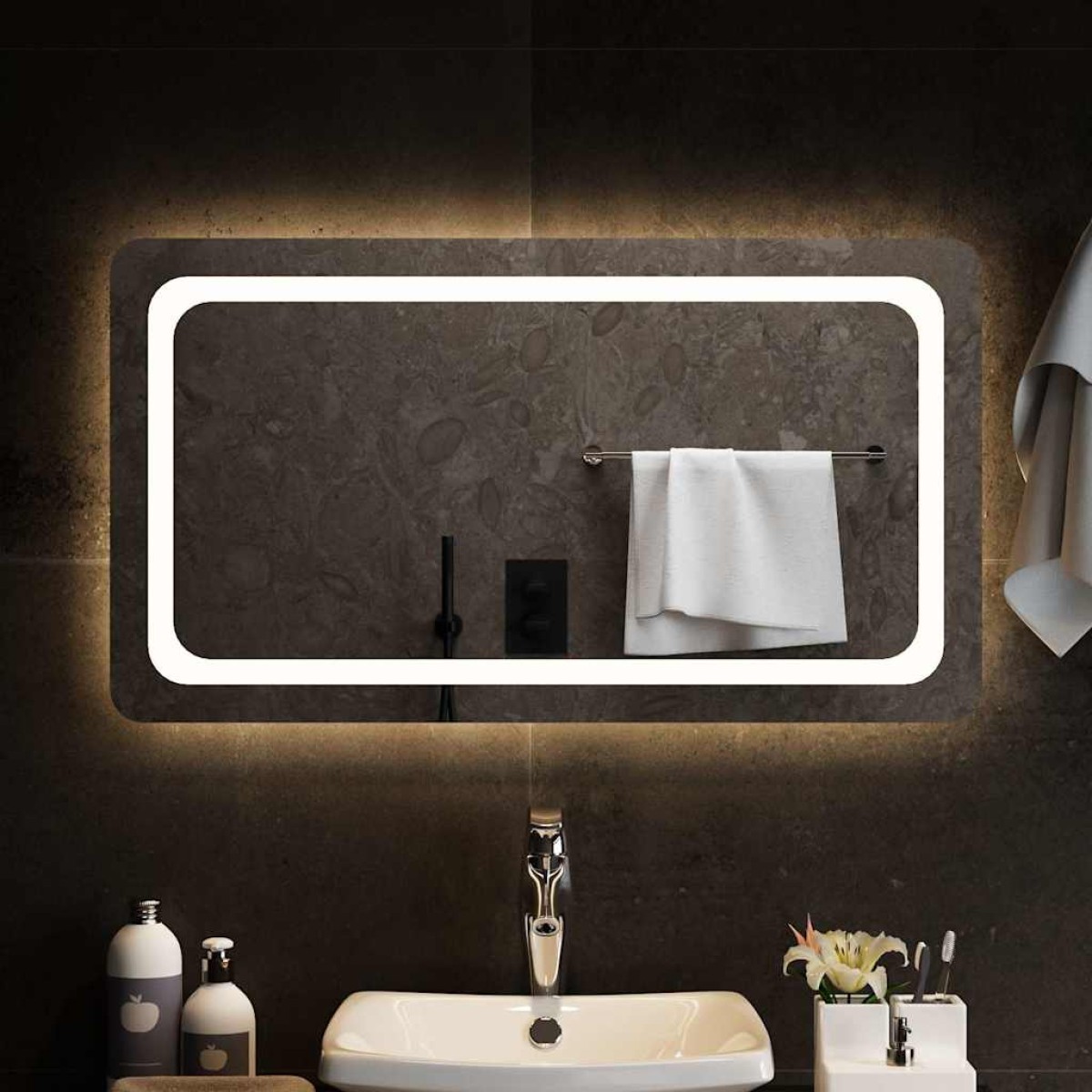 vidaXL Καθρέφτης Μπάνιου με LED 90x50 εκ.