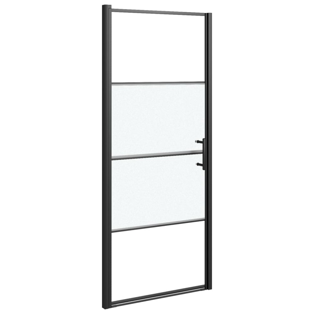 vidaXL Πόρτα Ντουζιέρας Μαύρη με Αμμοβολή 81x195 εκ. από Ψημένο Γυαλί
