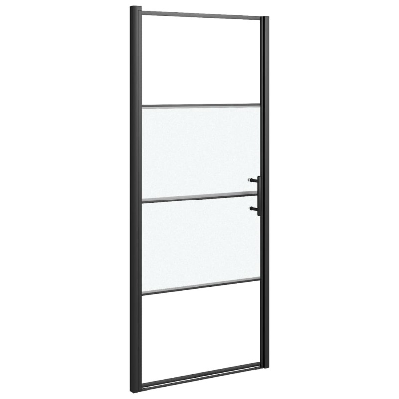 vidaXL Πόρτα Ντουζιέρας Μαύρη με Αμμοβολή 81x195 εκ. από Ψημένο Γυαλί