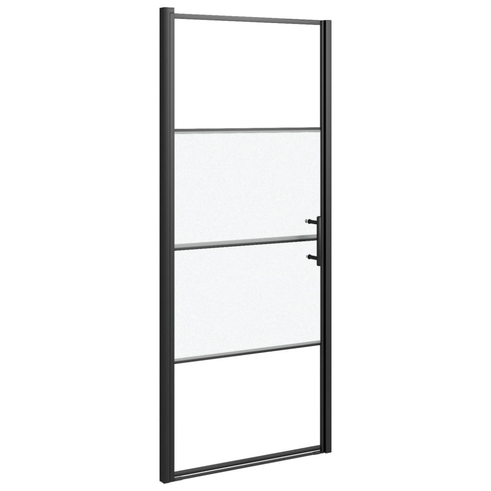 vidaXL Πόρτα Ντουζιέρας Μαύρη με Αμμοβολή 91x195 εκ. από Ψημένο Γυαλί