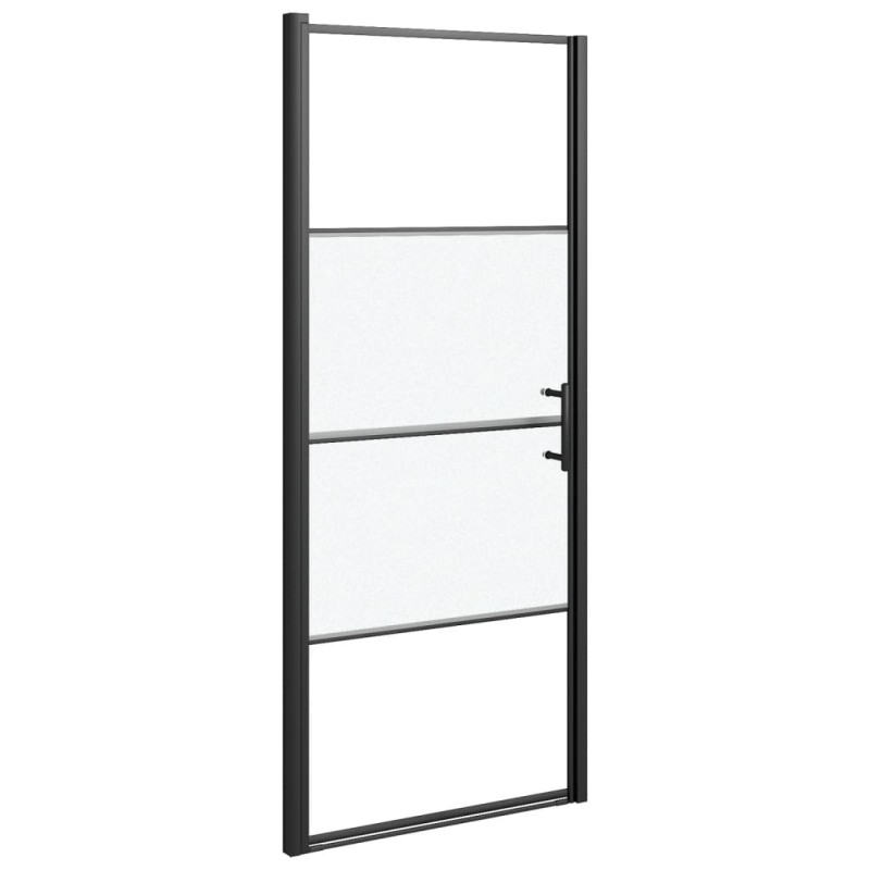vidaXL Πόρτα Ντουζιέρας Μαύρη με Αμμοβολή 91x195 εκ. από Ψημένο Γυαλί