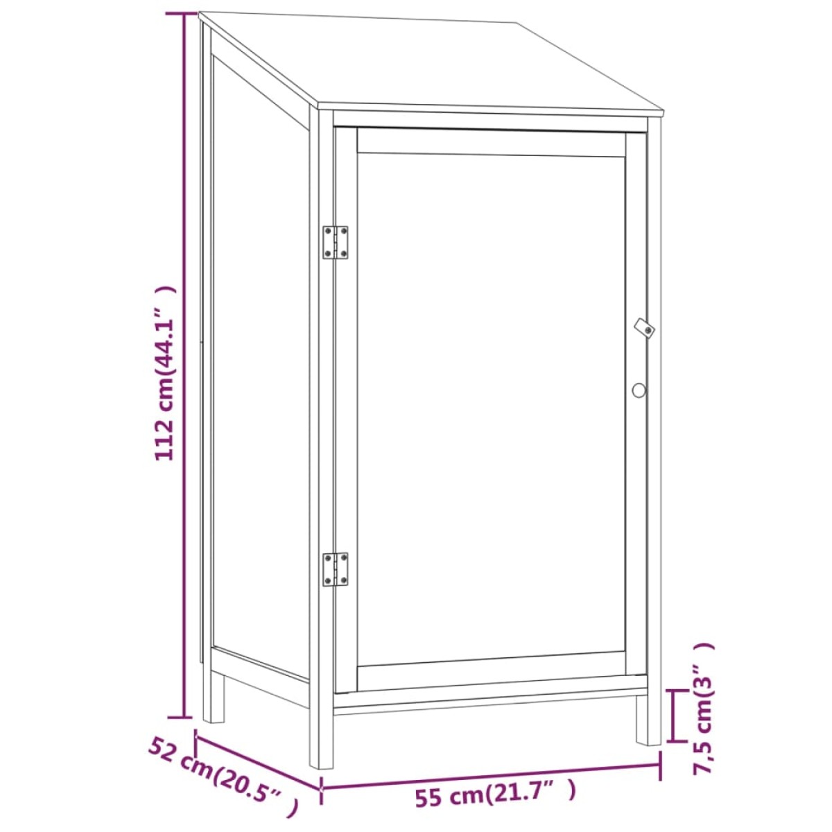 vidaXL Αποθήκη Κήπου 55 x 52 x 112 εκ. από Μασίφ Ξύλο Ελάτης