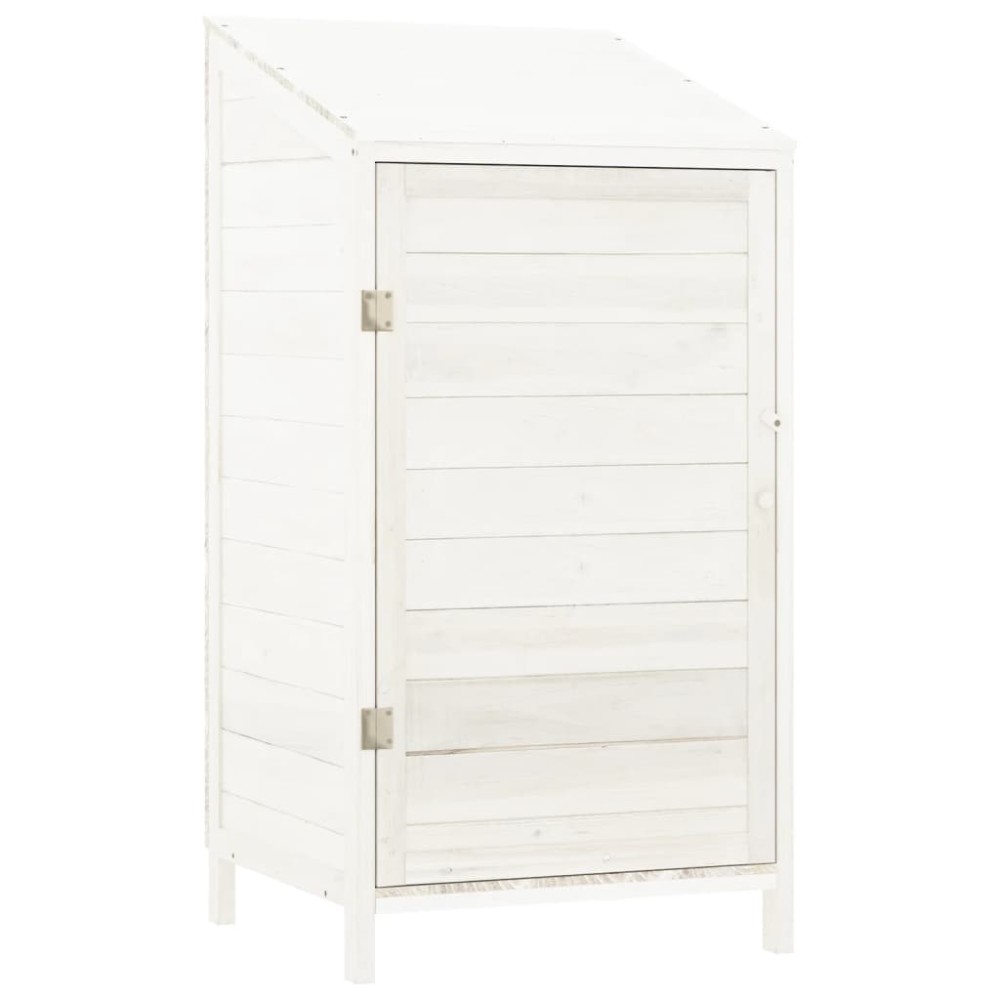 vidaXL Αποθήκη Κήπου Λευκή 55 x 52 x 112 εκ. από Μασίφ Ξύλο Ελάτης