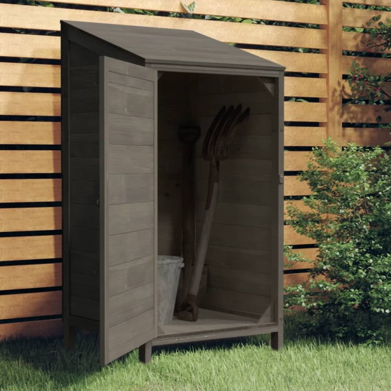 vidaXL Αποθήκη Κήπου Ανθράκι 55 x 52 x 112 εκ. από Μασίφ Ξύλο Ελάτης