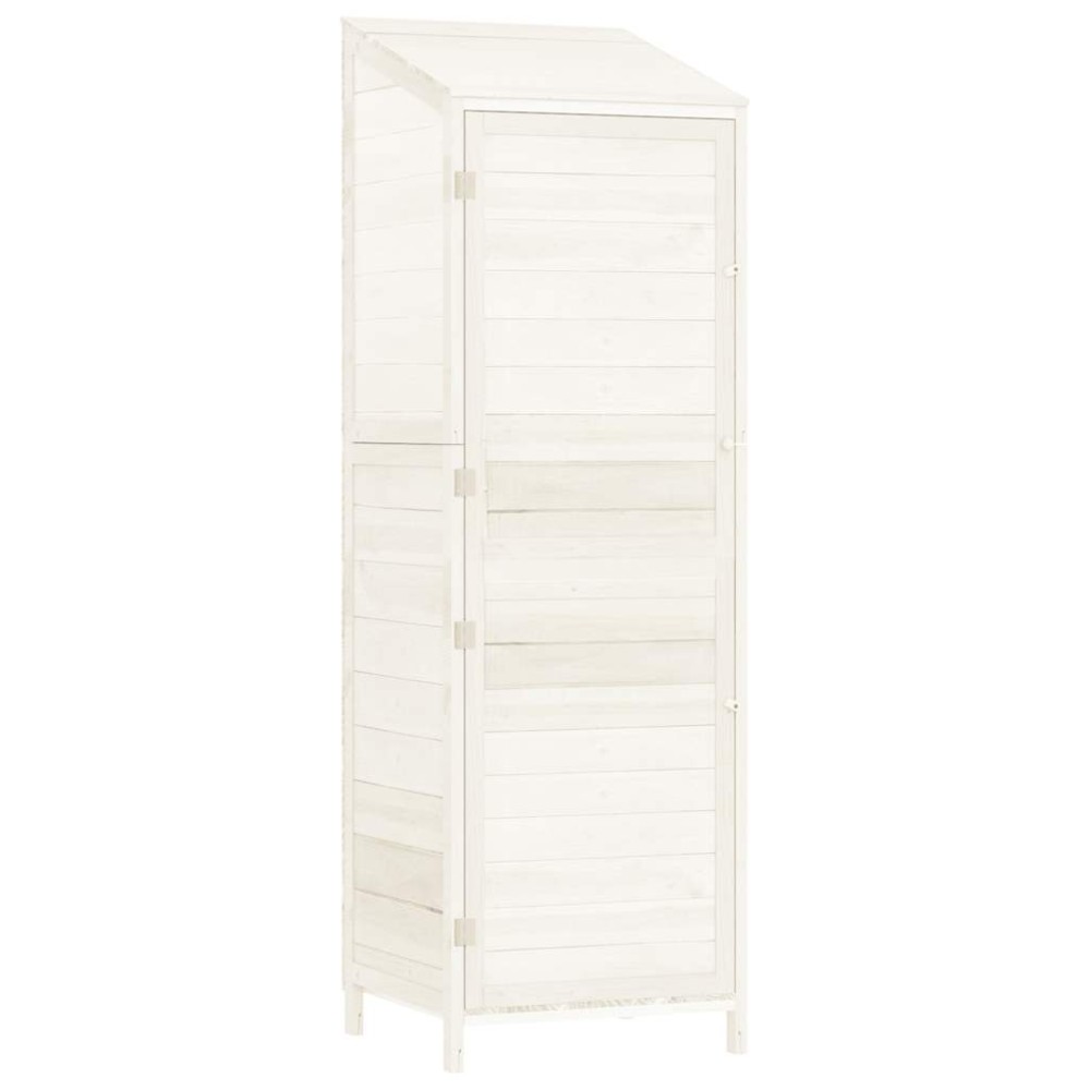 vidaXL Αποθήκη Κήπου Λευκή 55 x 52 x 174,5 εκ. από Μασίφ Ξύλο Ελάτης