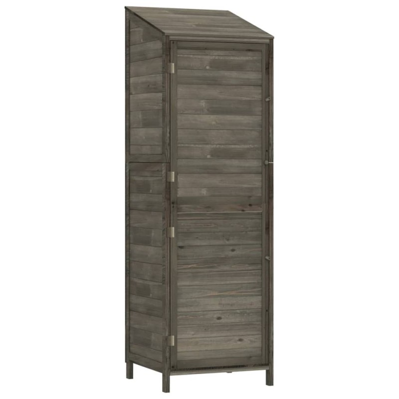 vidaXL Αποθήκη Κήπου Ανθράκι 55 x 52 x 174,5 εκ. από Μασίφ Ξύλο Ελάτης