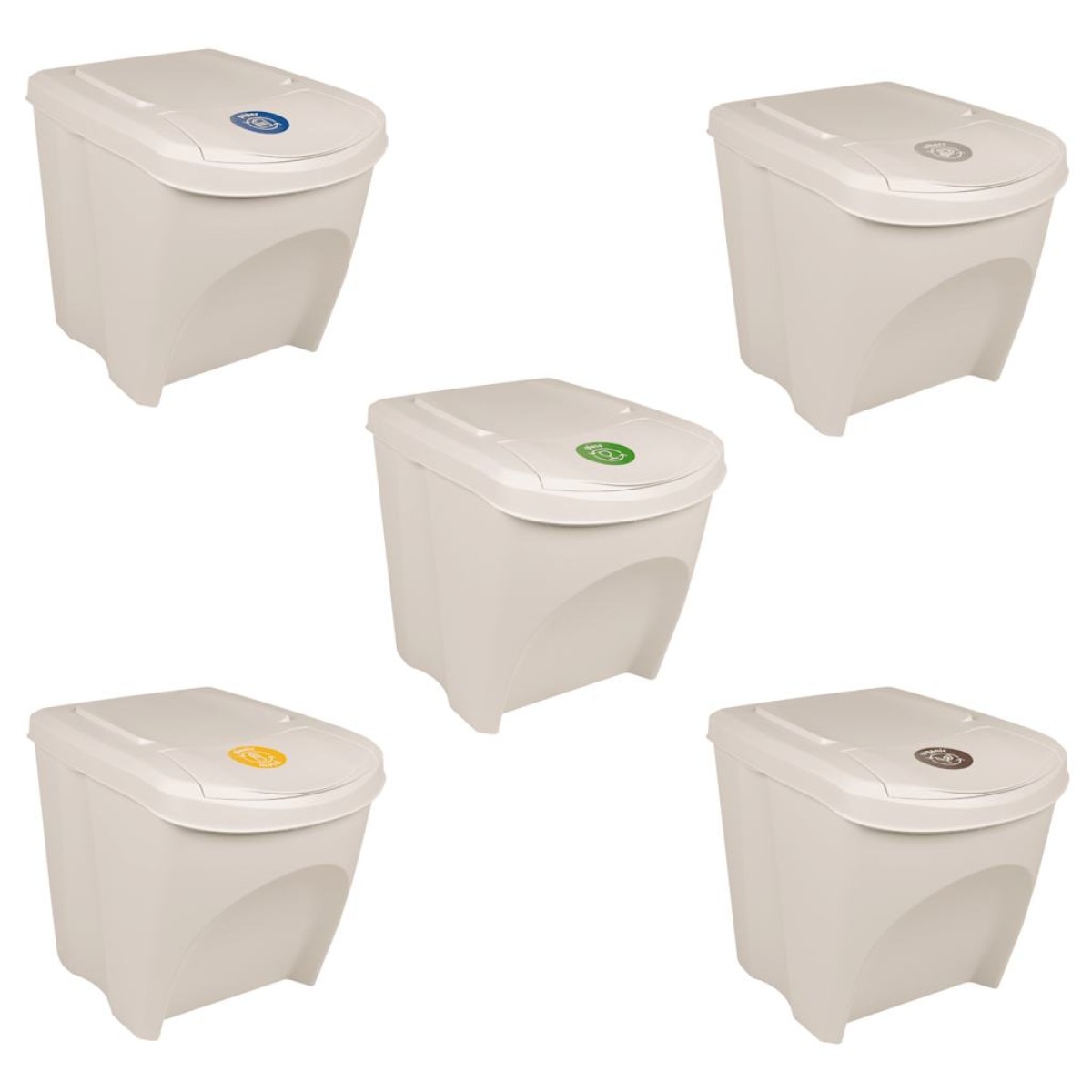 vidaXL Κάδοι Απορριμάτων Στοιβαζόμενοι 3Τεμ Λευκοί 75Λ. Πολυπροπυλένιο