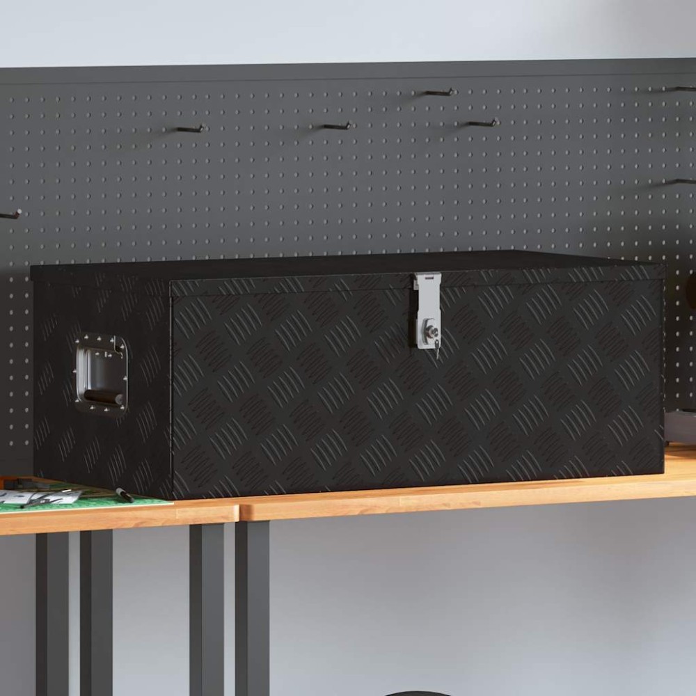 vidaXL Κουτί Αποθήκευσης Μαύρο 90x47x33,5 εκ. από Αλουμίνιο