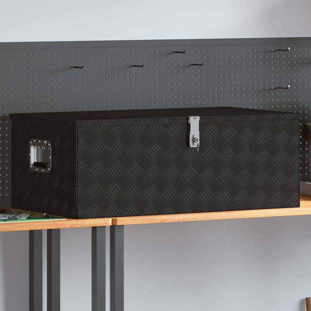 vidaXL Κουτί Αποθήκευσης Μαύρο 100x55x37 εκ. από Αλουμίνιο