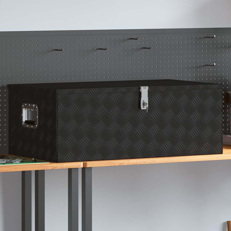 vidaXL Κουτί Αποθήκευσης Μαύρο 100x55x37 εκ. από Αλουμίνιο