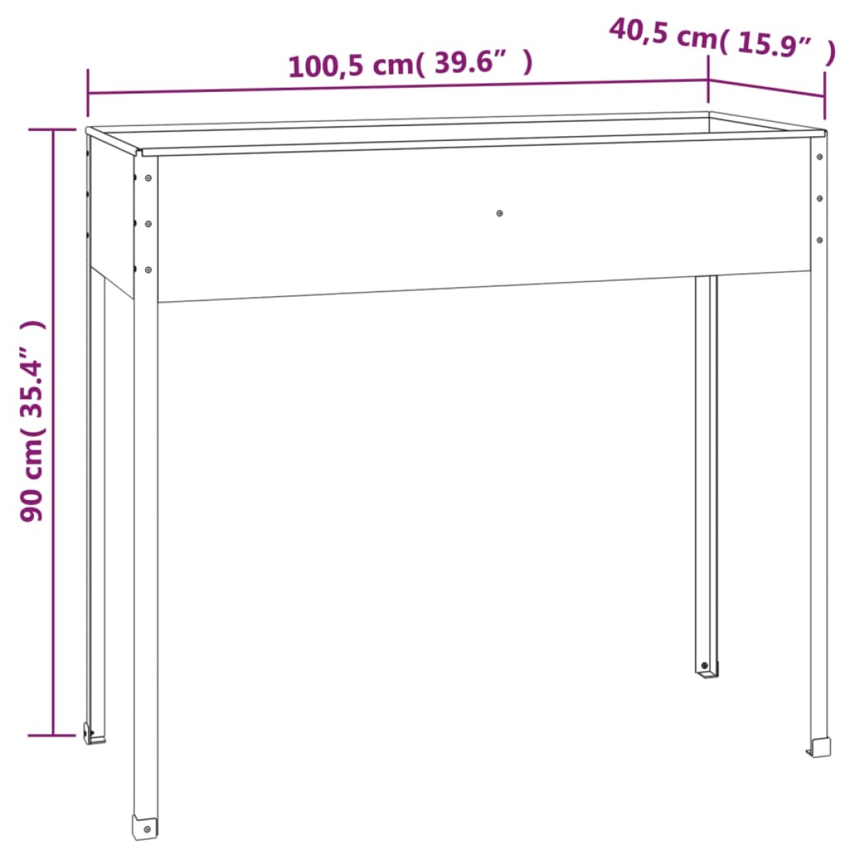 vidaXL Ζαρντινιέρα Ανθρακί 100,5 x 40,5 x 90 εκ. Γαλβανισμένος Χάλυβας