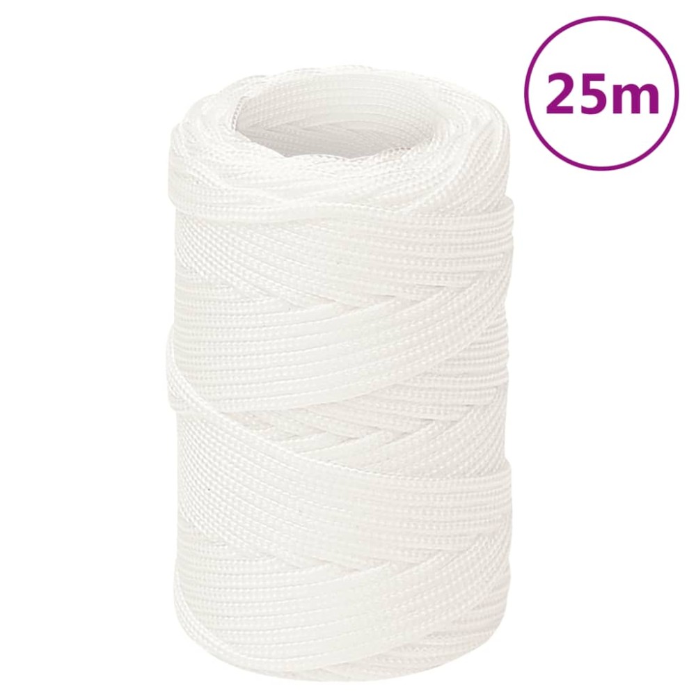 vidaXL Σχοινί Ναυτιλίας Ολόλευκο 2 χιλ. 25 μ. από Πολυπροπυλένιο